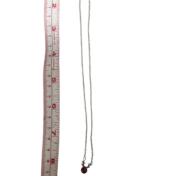 Silver plated red-nosed reindeer necklace. - Picture 2 of 2